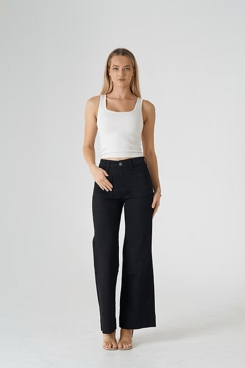 Wakee Wide Leg Jeans - Black