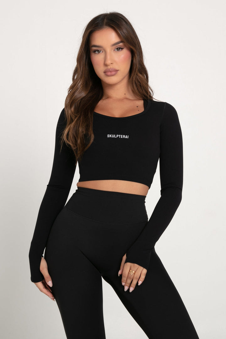 Long Sleeve Crop Black