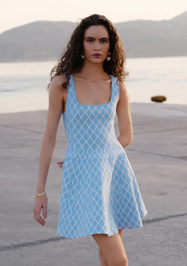 Tropea Knit Mini Dress - Blue