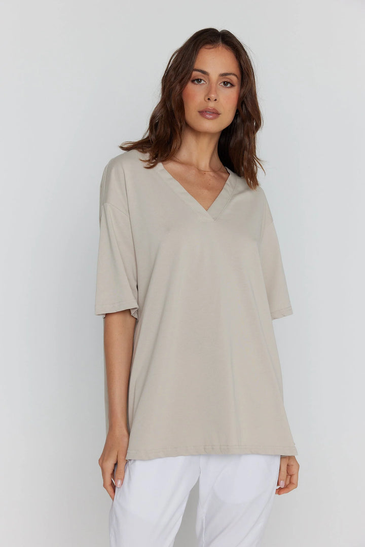 NIX V-Neck T-Shirt Stone