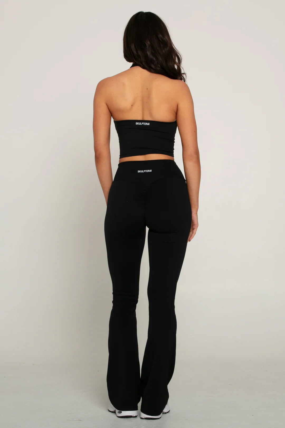 Mini Scrunch High Waisted Flare Legging Black