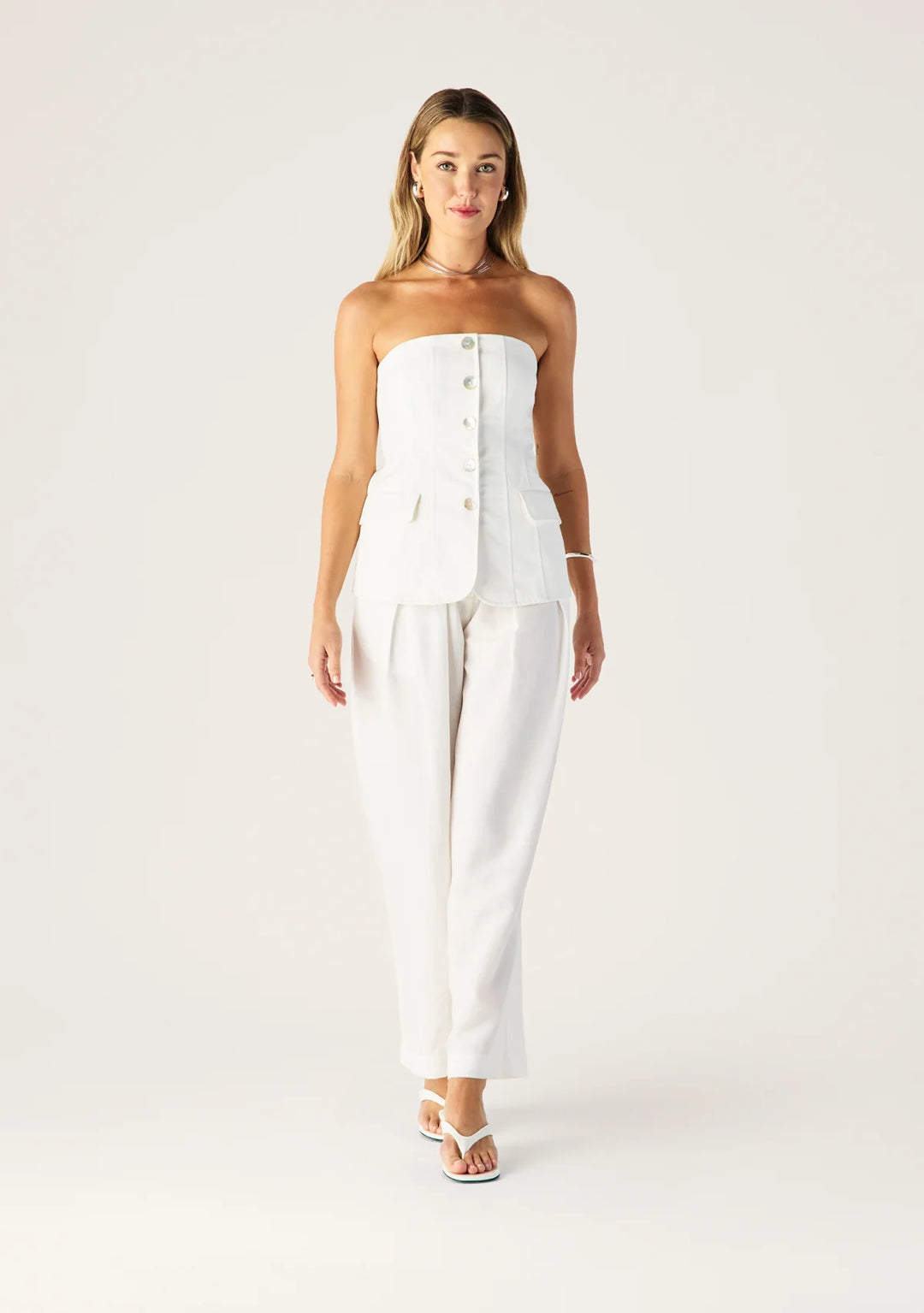 Monaco Suiting Bustier - White