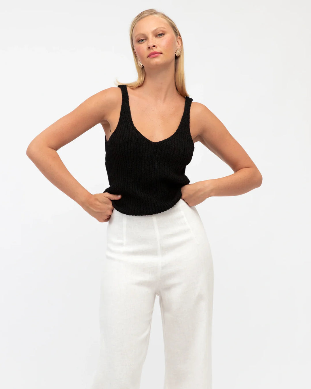 Boucle Knit Tank - Black