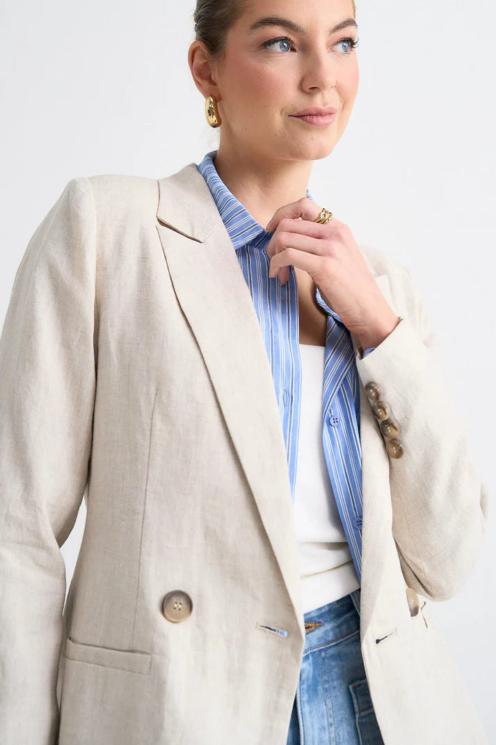 Atlas Natural Linen Double Breasted Blazer