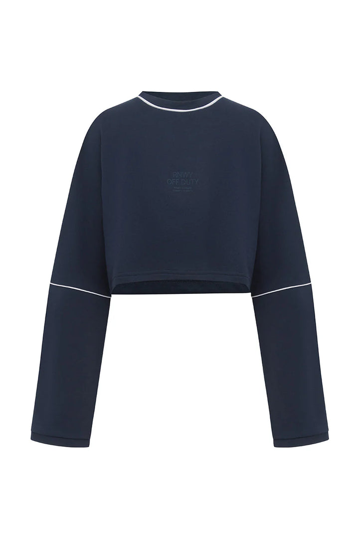ELERI OVERSIZED LONG SLEEVE CROP TOP - STEEL