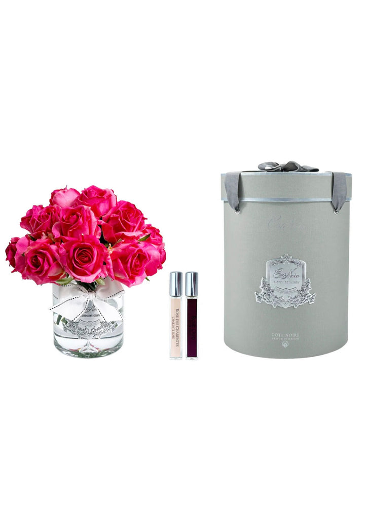 Luxury Grand Rose Bud Bouquet - Magenta - Silver Badge