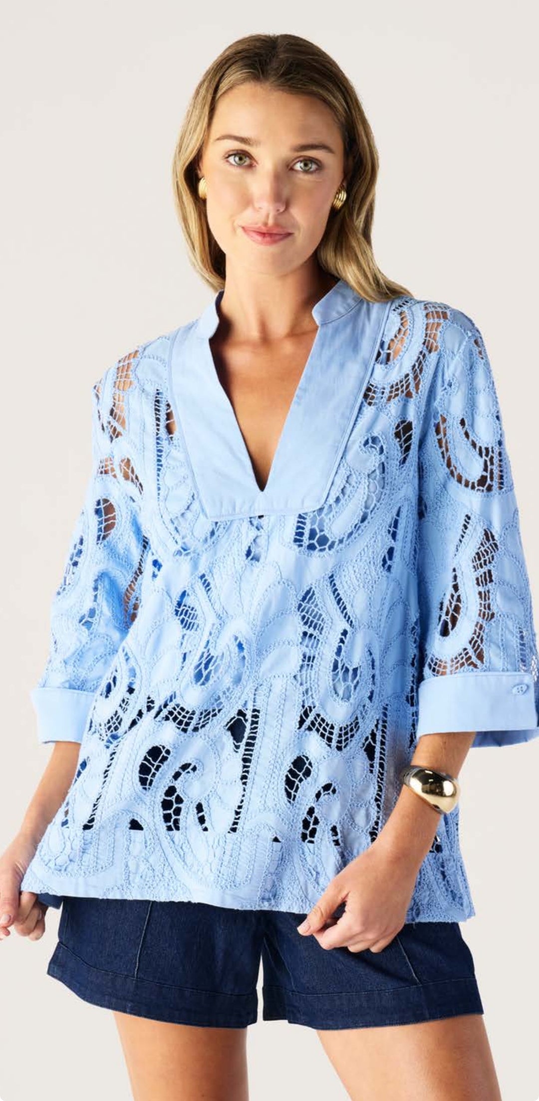 Marbella Tunic Top - Cornflower Blue