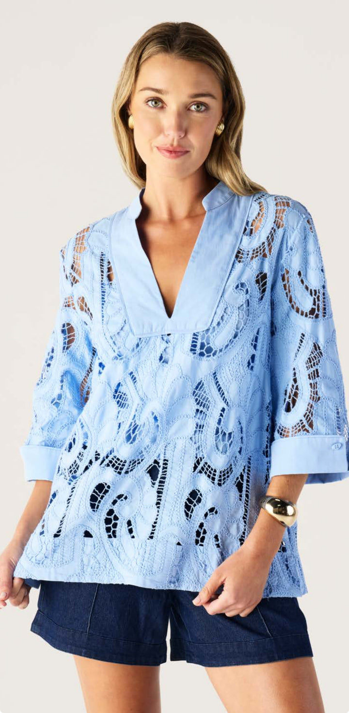 Marbella Tunic Top - Cornflower Blue