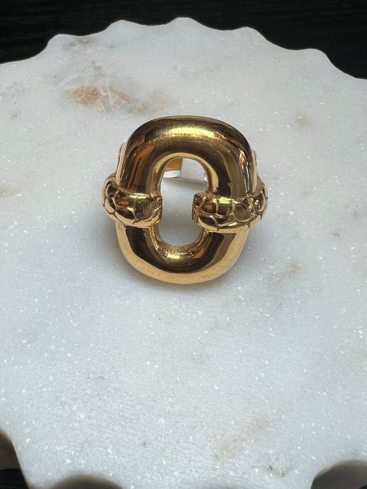 Gold Chunk Oval Ring - Large