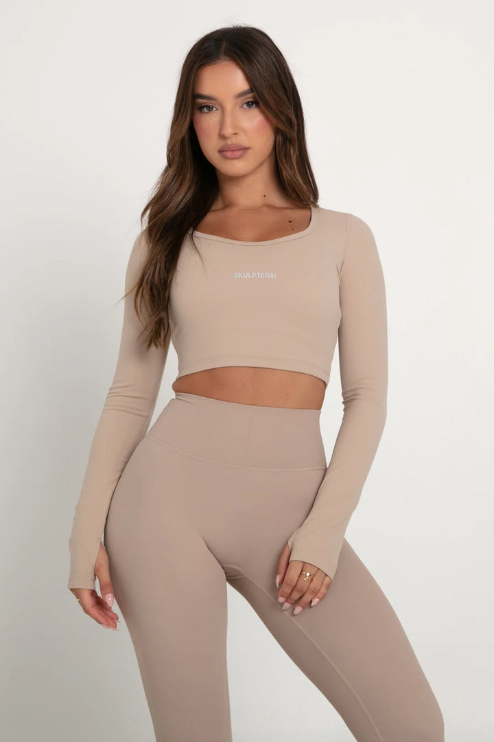 Long Sleeve Crop Sand