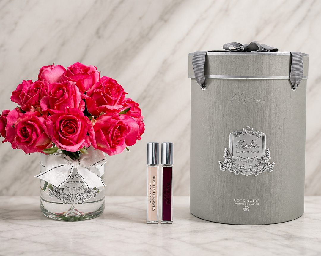 Luxury Grand Rose Bud Bouquet - Magenta - Silver Badge
