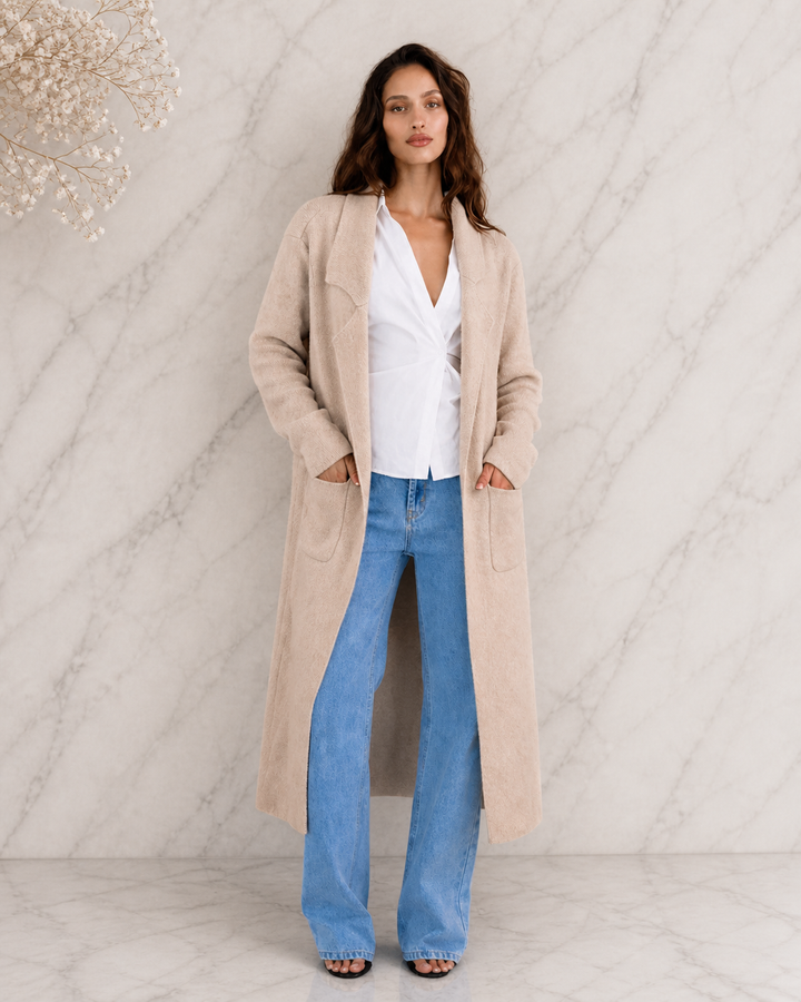 Long Knit Cardigan Camel