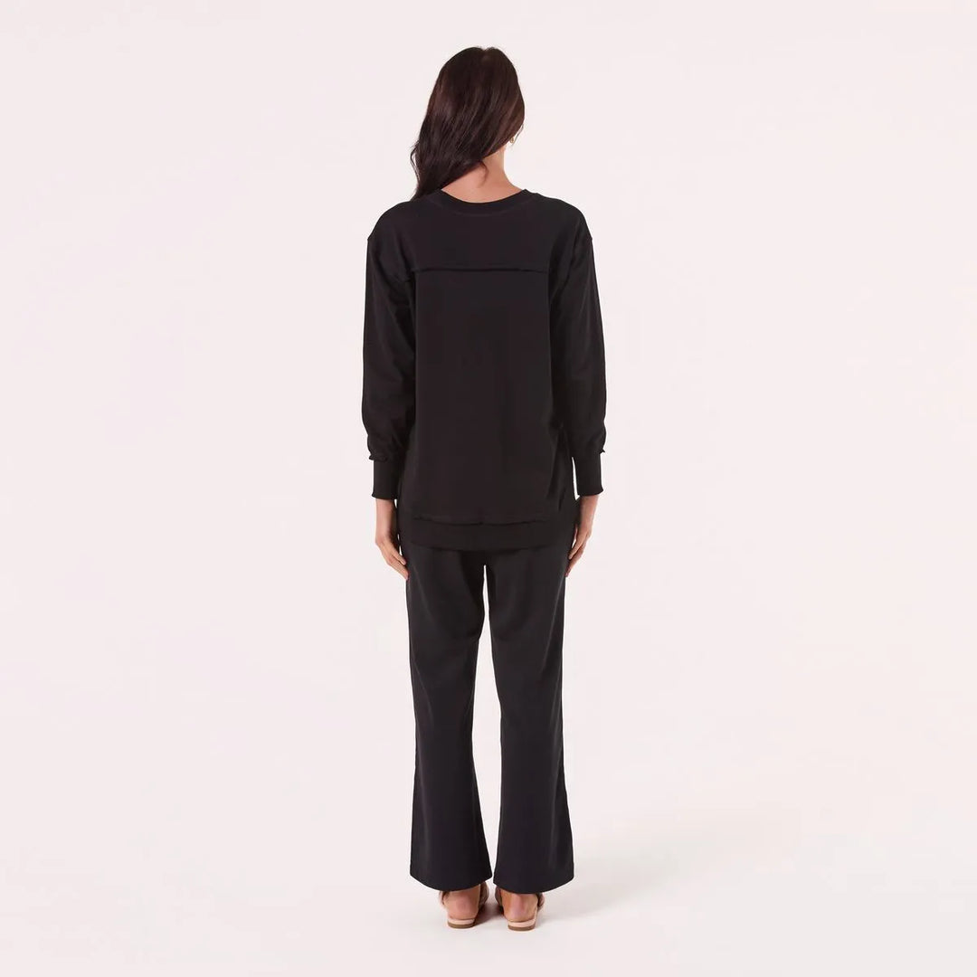 Embroidered Cotton Sweatshirt - Black