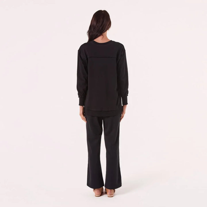 Embroidered Cotton Sweatshirt - Black