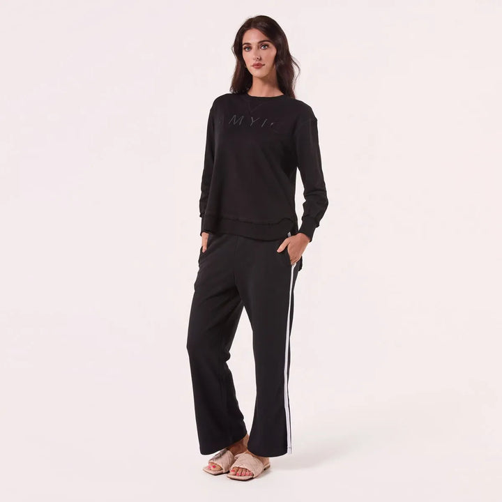 Embroidered Cotton Sweatshirt - Black