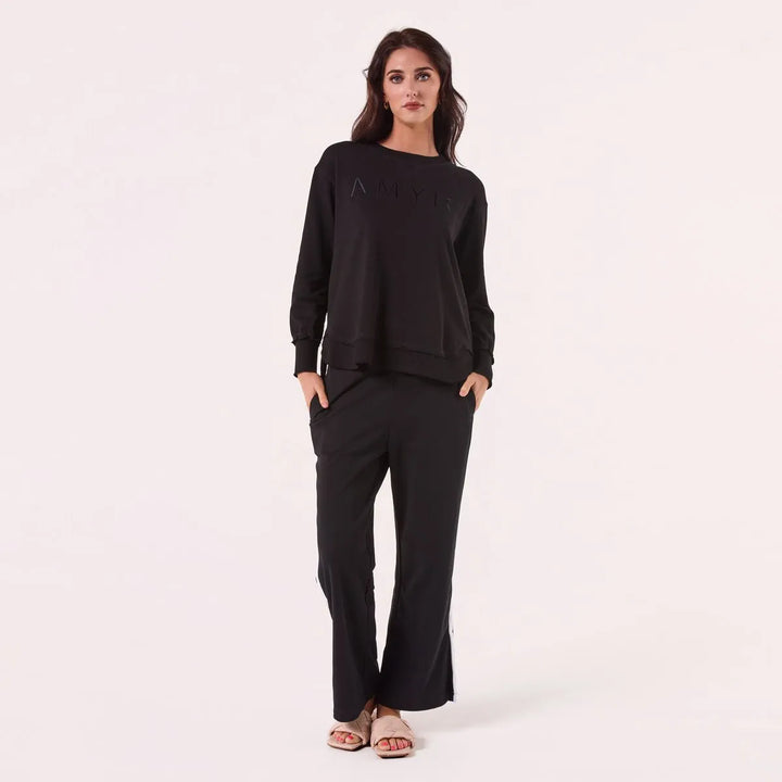 Embroidered Cotton Sweatshirt - Black