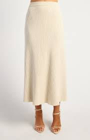 A line Rib Knit Skirt- Bone