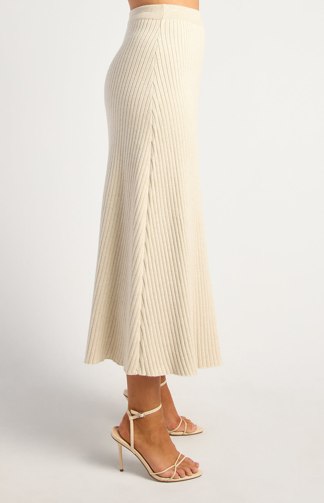 A line Rib Knit Skirt- Bone
