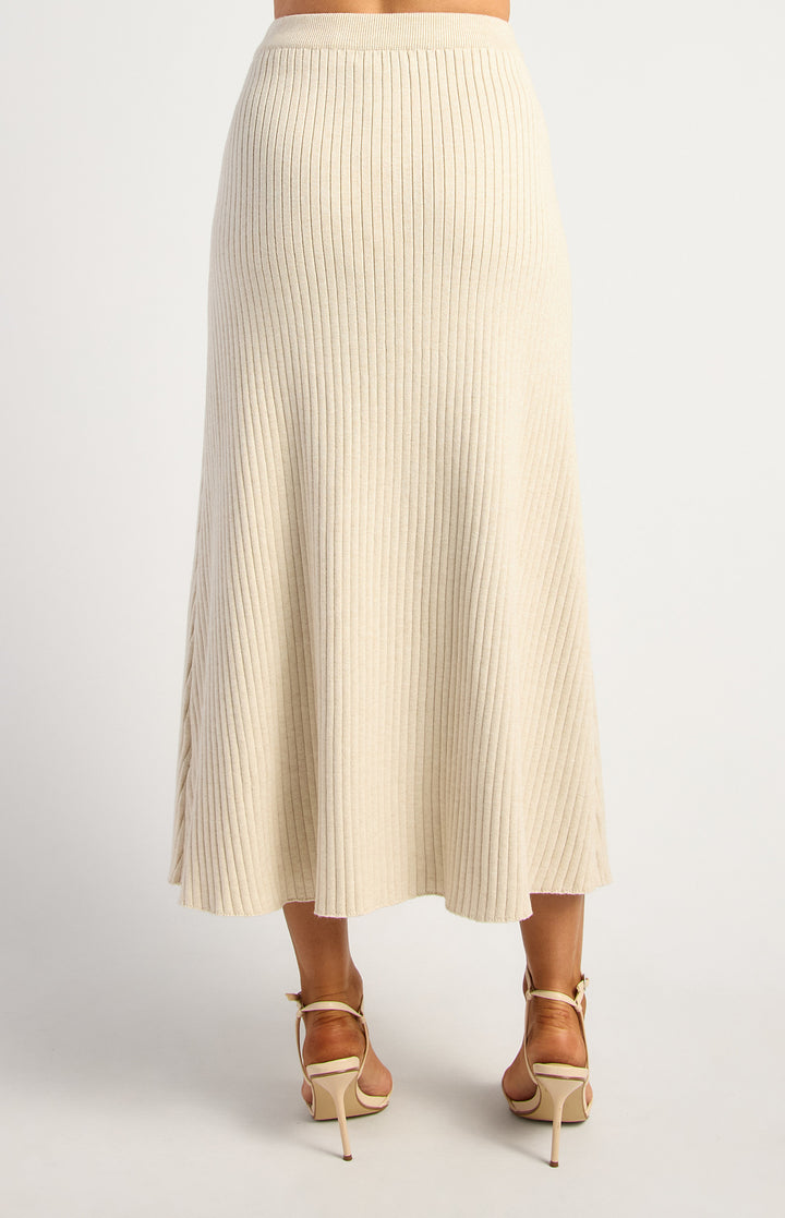 A line Rib Knit Skirt- Bone