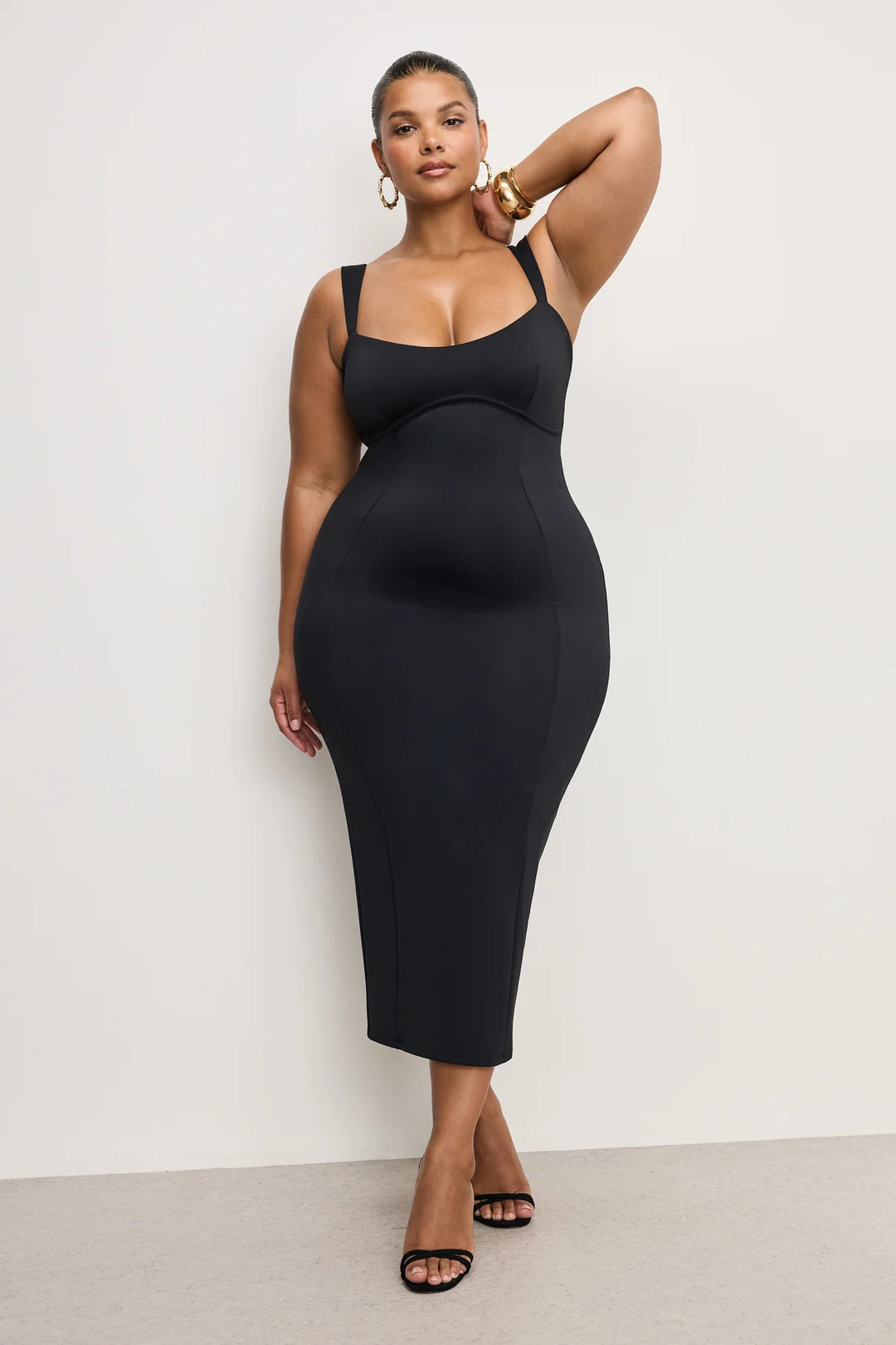 Scuba Sweetheart Midi Dress - Black