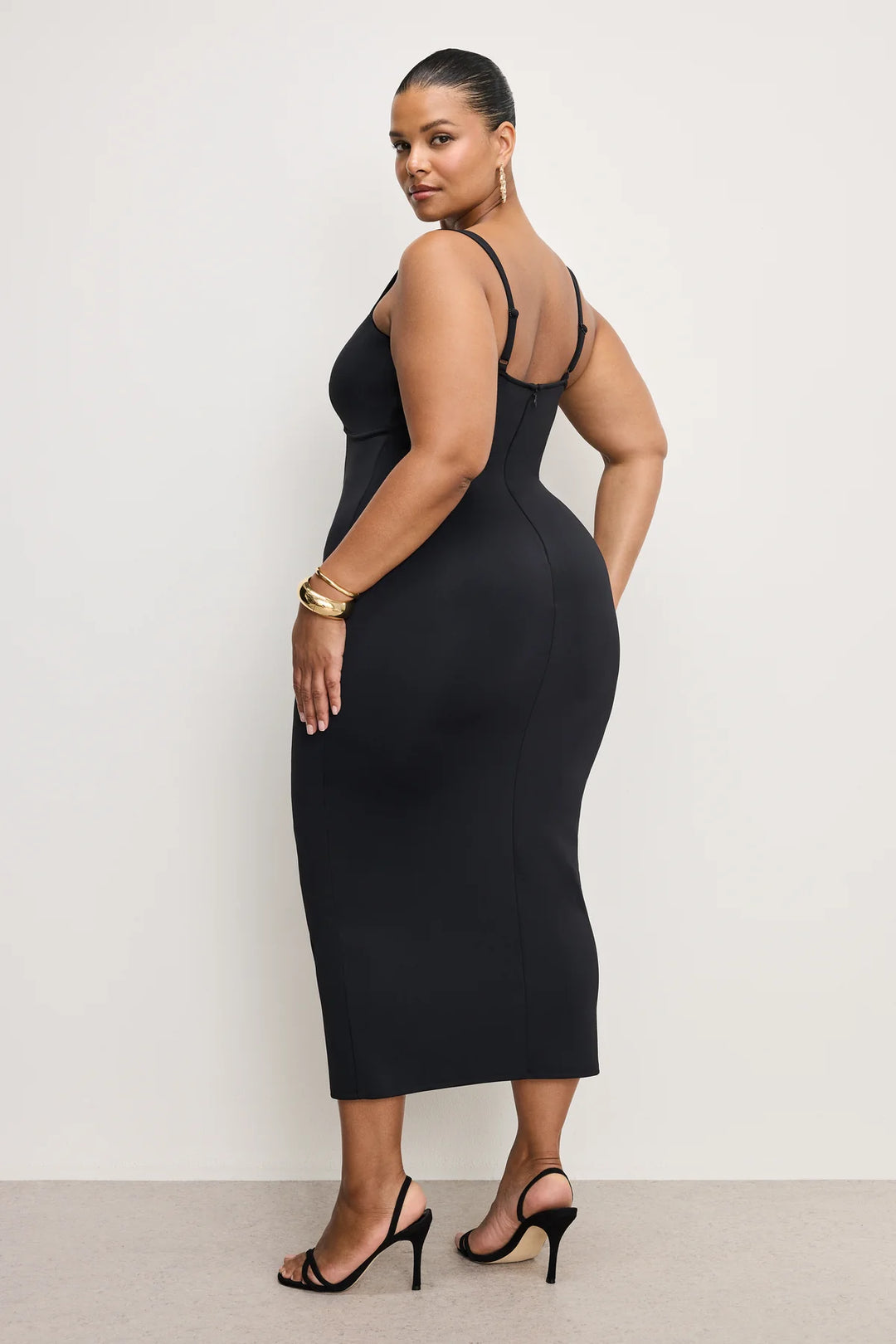 Scuba Sweetheart Midi Dress - Black