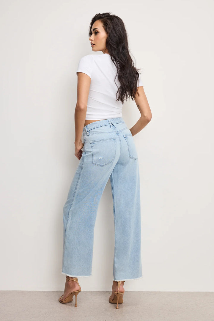 Weightless Good Skate Wide Cropped Jeans - Indigo 959