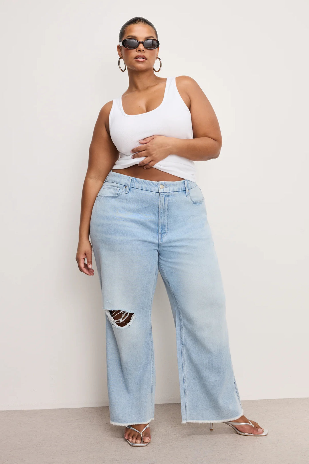 Weightless Good Skate Wide Cropped Jeans - Indigo 959