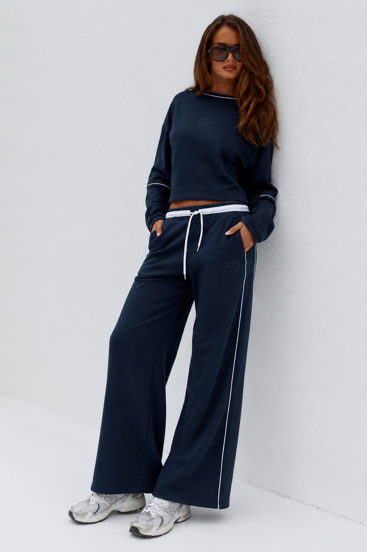 Eleri Wide Leg Track Pants - Steel