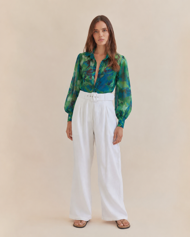 Calista Shirt - Green Floral