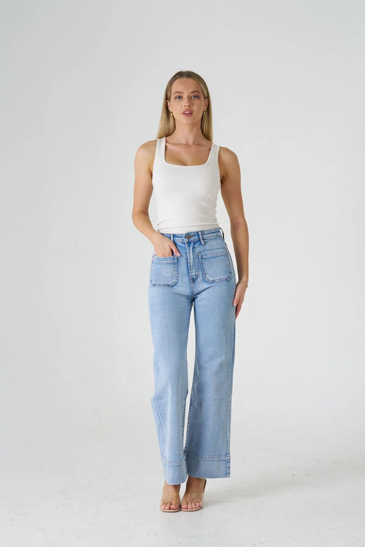 Patch Pocket Jean - Light Blue