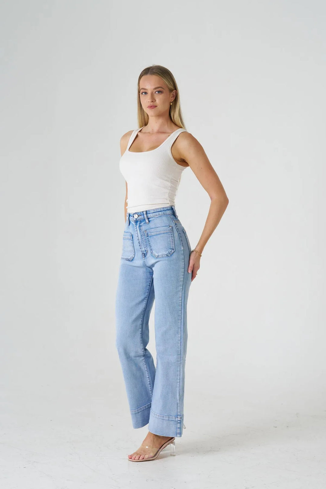 Patch Pocket Jean - Light Blue