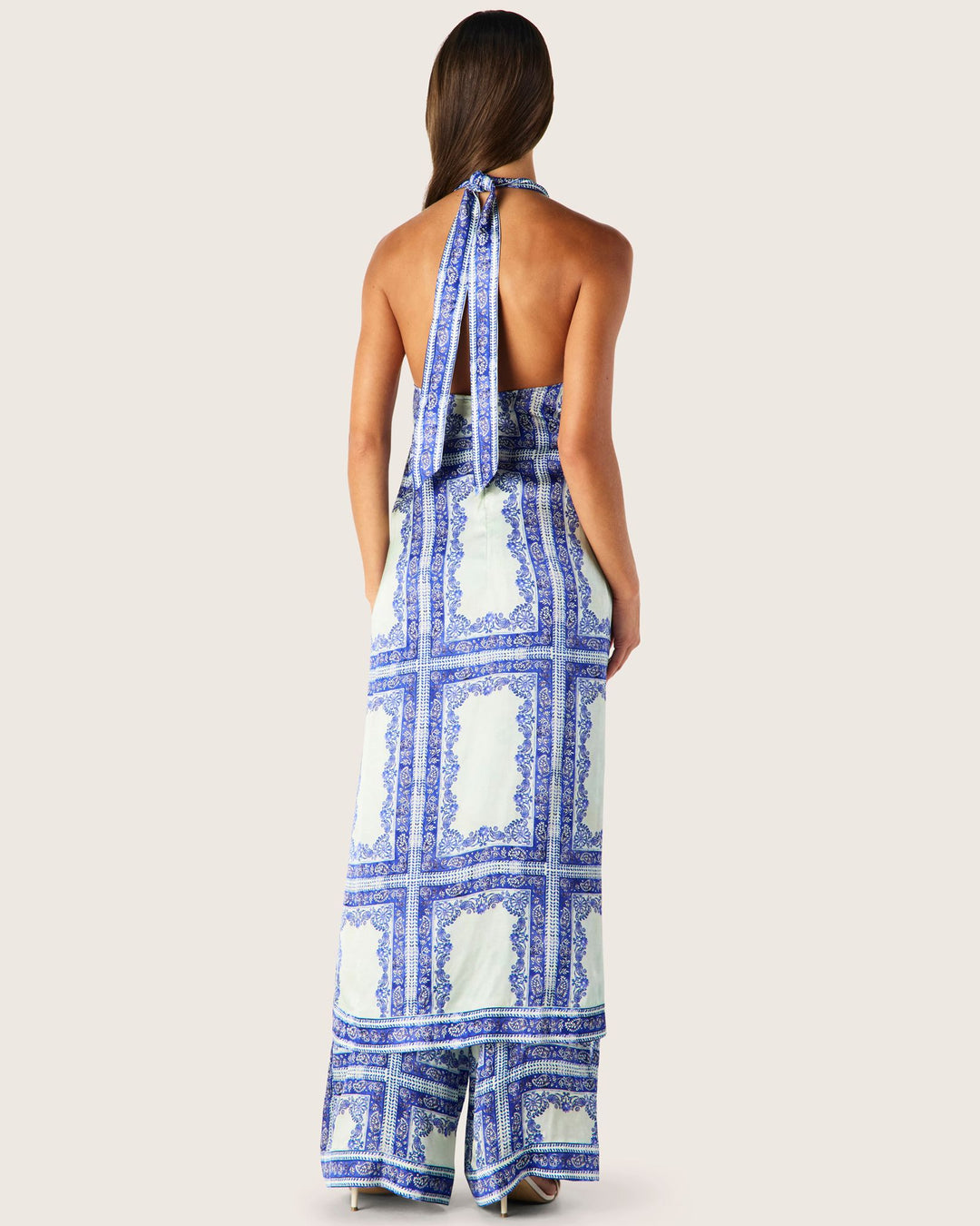 Jordi Halter Wrap Top - Blue Jordi Print