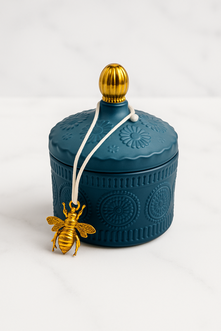 Glass Trinket Jar with Bee Charm