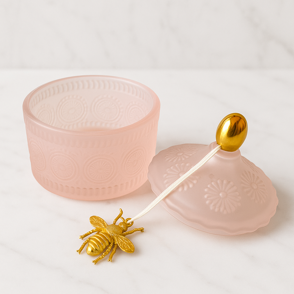 Glass Trinket Jar with Bee Charm