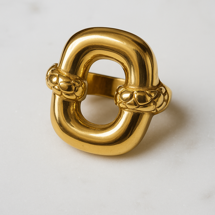 Gold Chunk Oval Ring - Large