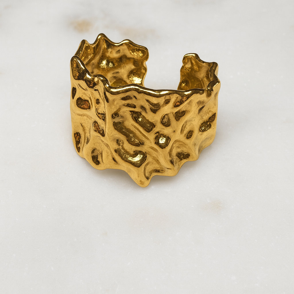 Gold Hammered Ring - Small