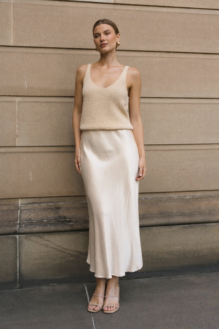 Boucle Knit Tank - Cream