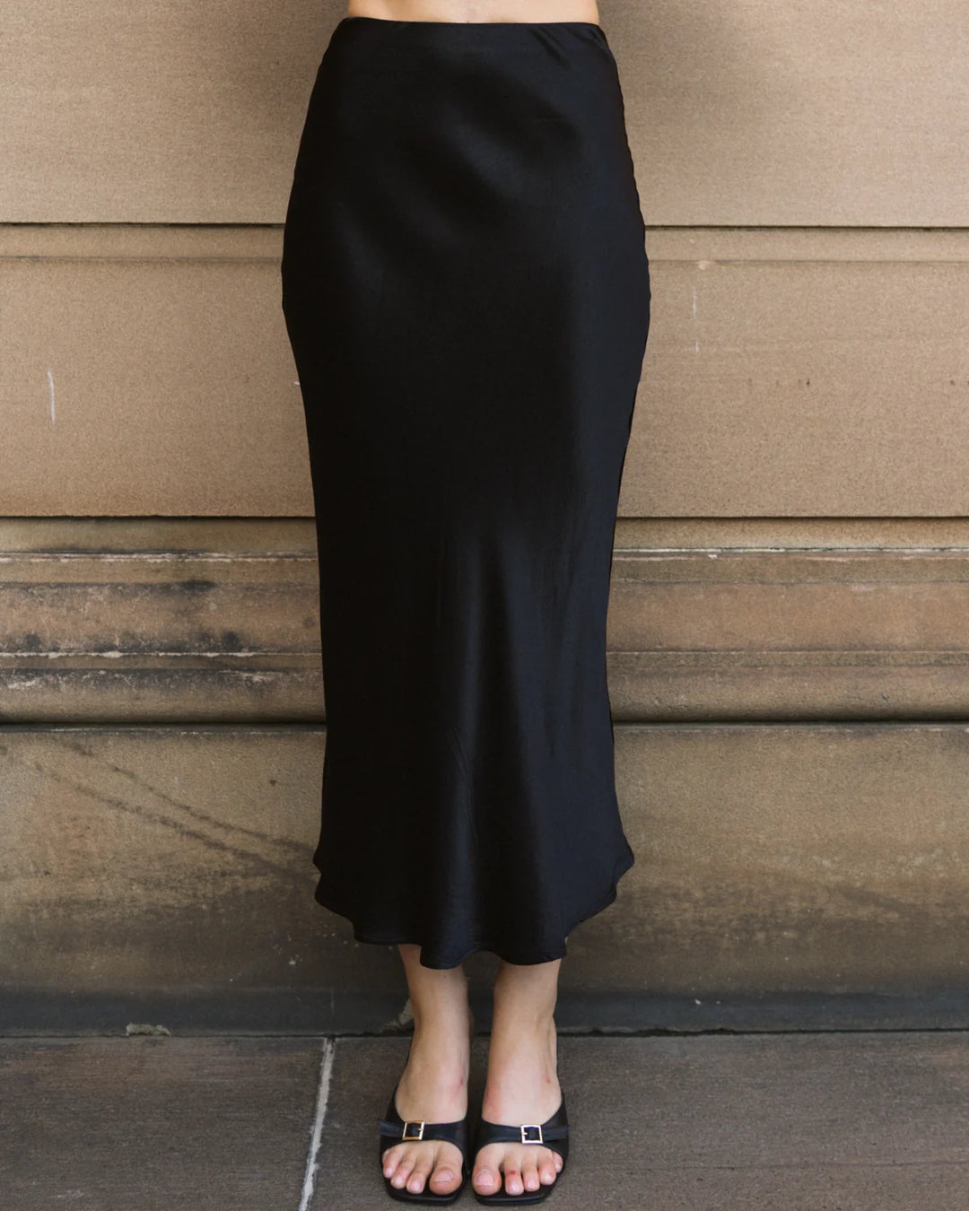 Satin Bias Skirt - Black