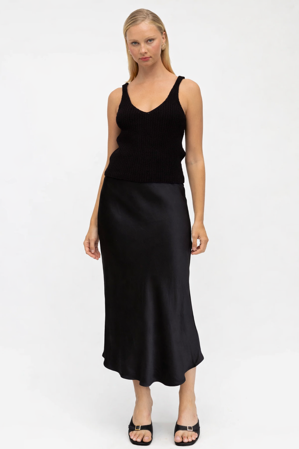 Boucle Knit Tank - Black