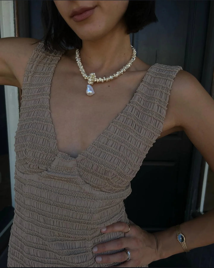 Jewel Pearl Necklace - Gold