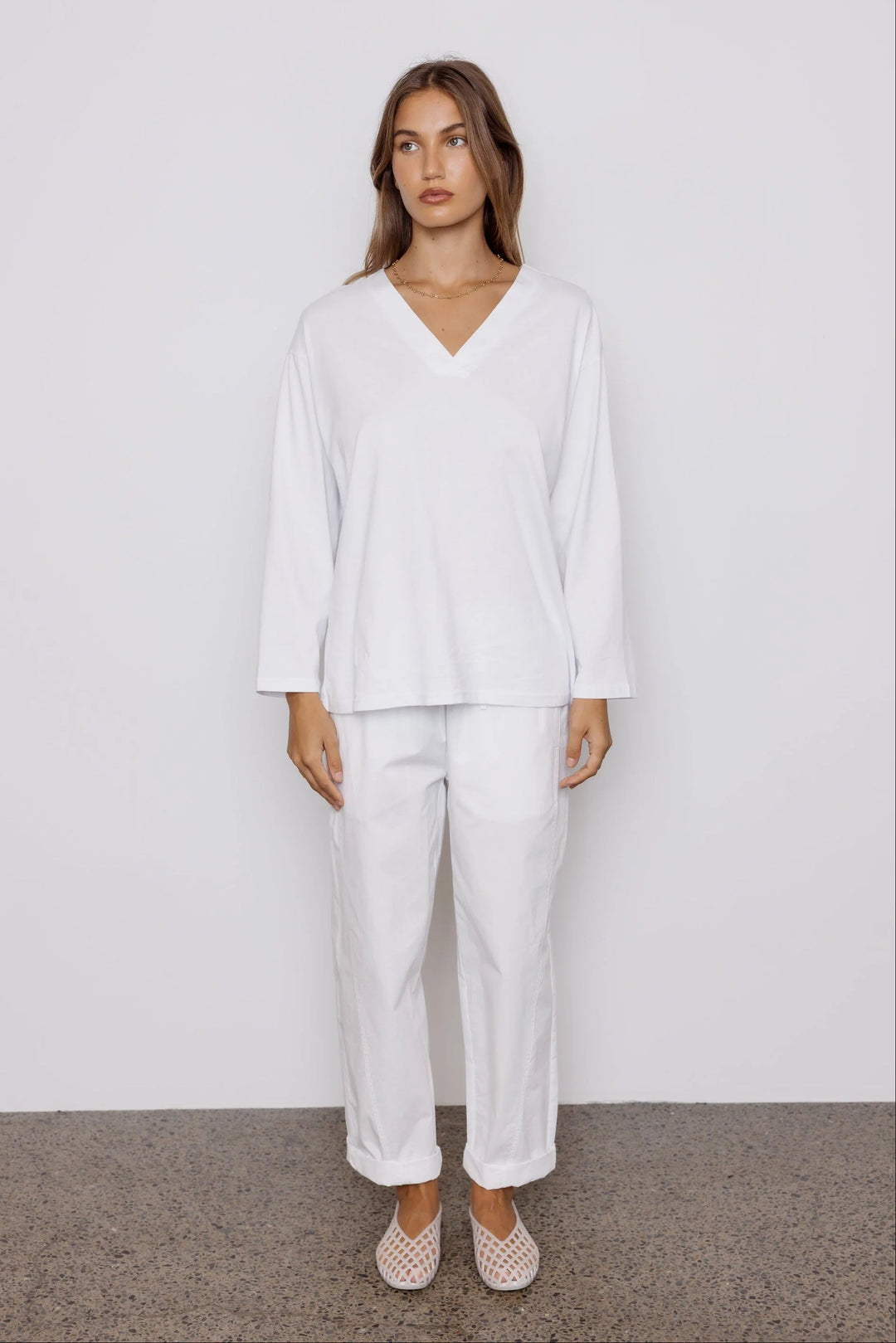 NIX V Long Sleeve Top White