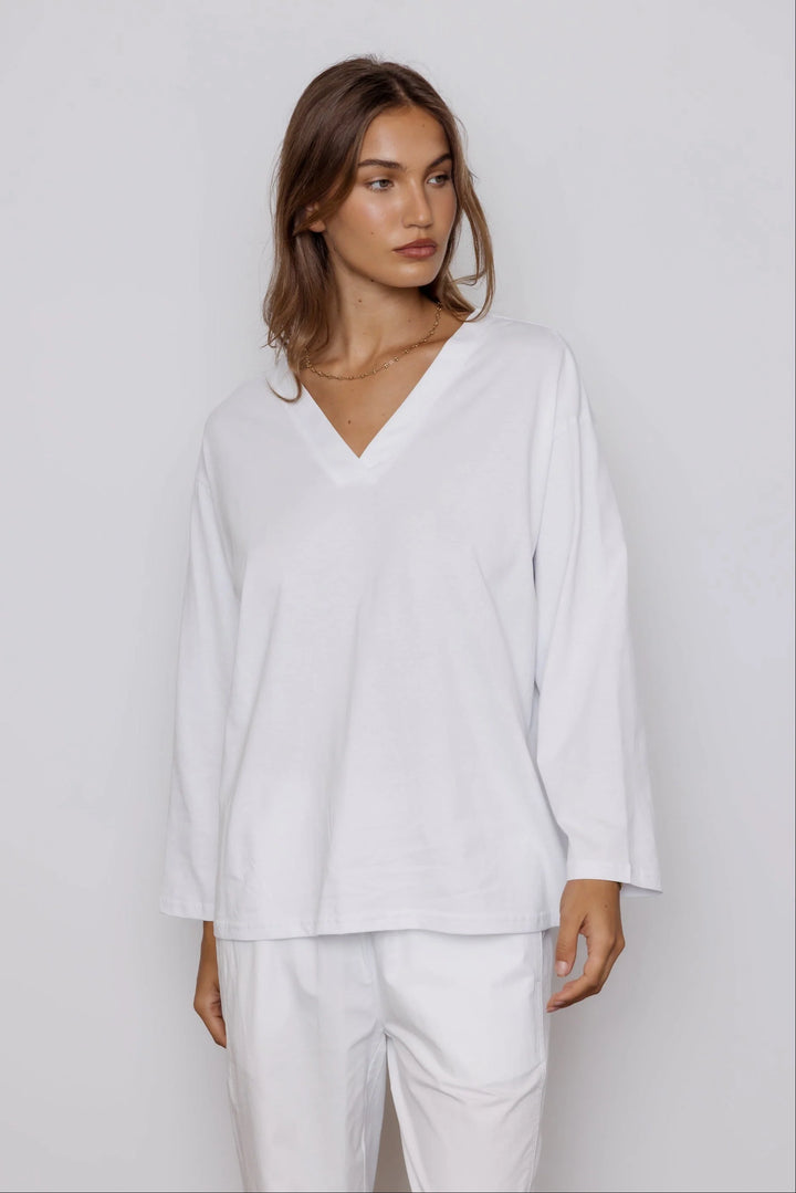 NIX V Long Sleeve Top White