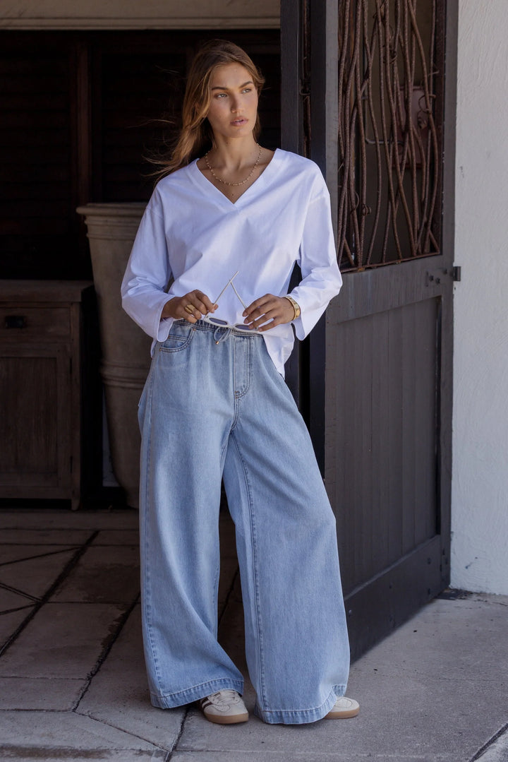 NIX V Long Sleeve Top White