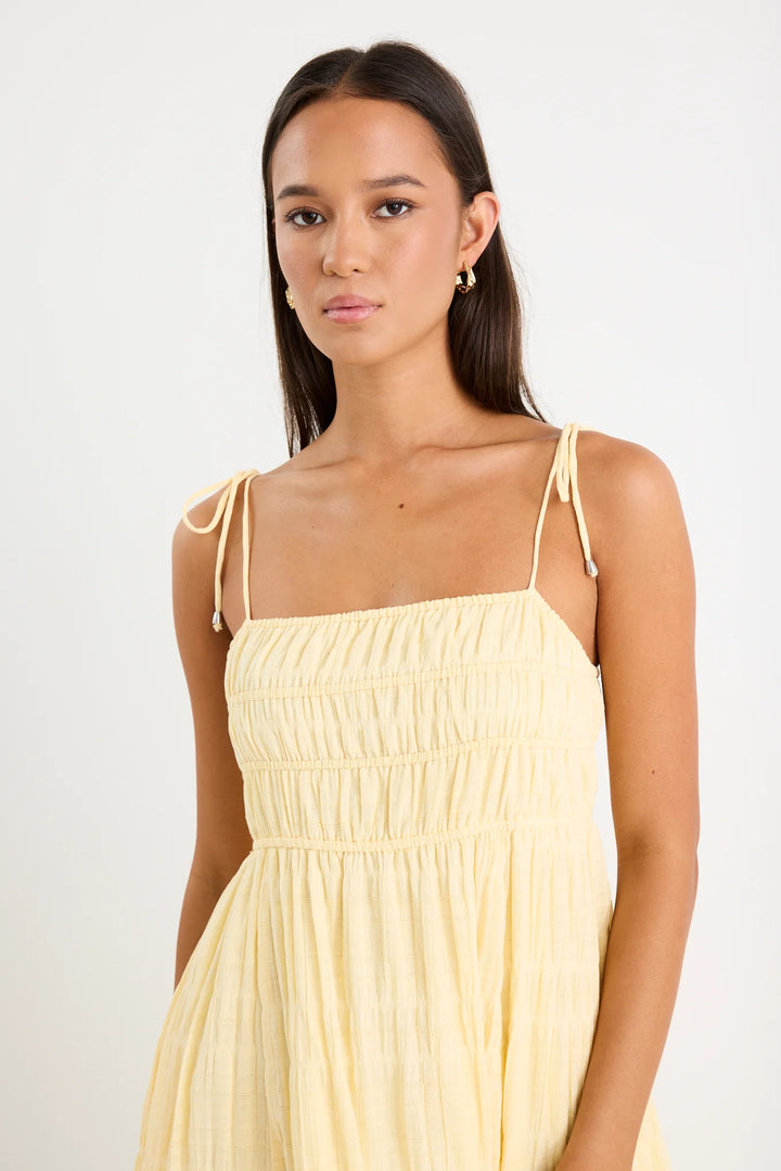 Offshore Butter Shirred Cotton Strappy Maxi Dress