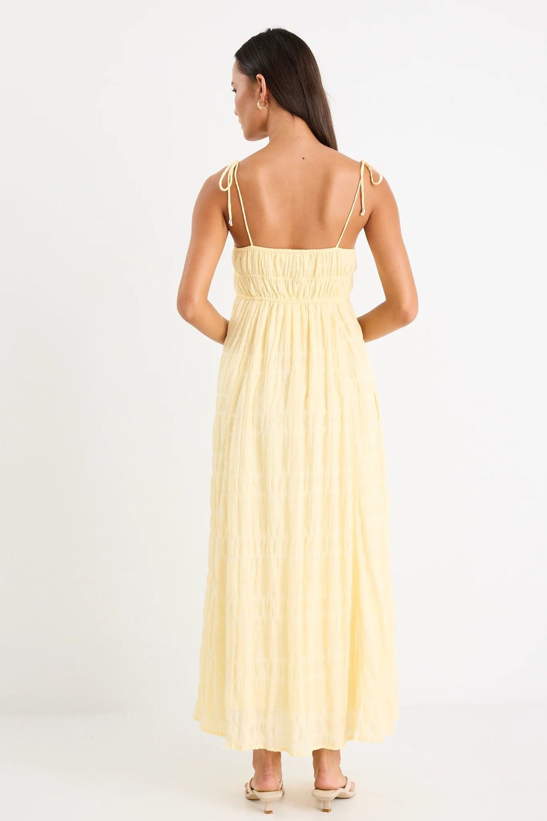 Offshore Butter Shirred Cotton Strappy Maxi Dress
