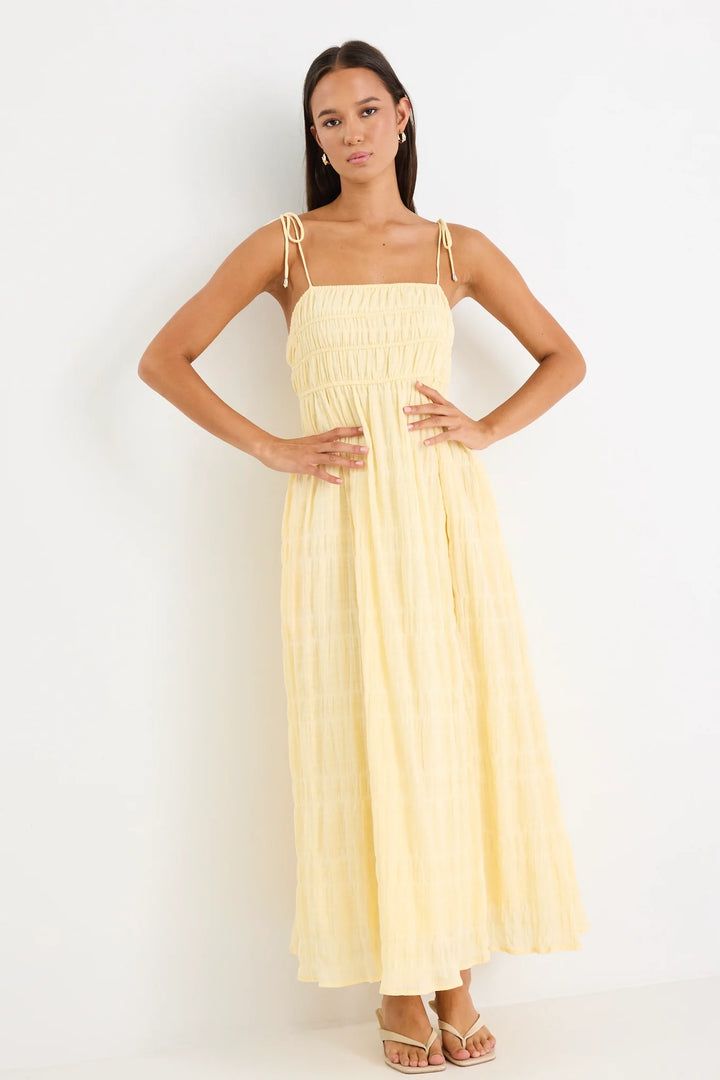 Offshore Butter Shirred Cotton Strappy Maxi Dress
