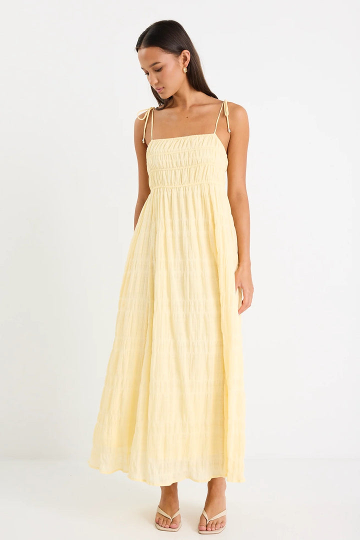 Offshore Butter Shirred Cotton Strappy Maxi Dress