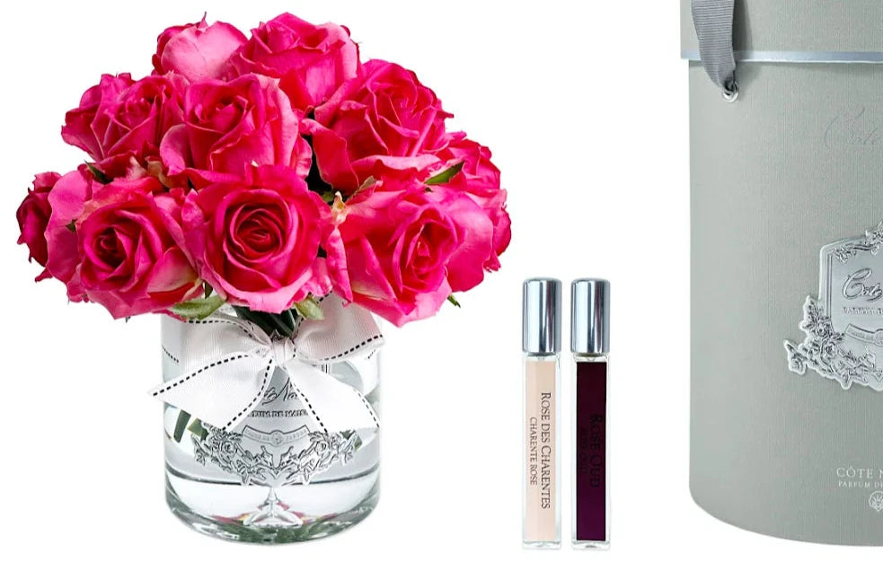 Luxury Grand Rose Bud Bouquet - Magenta - Silver Badge