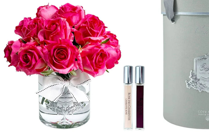 Luxury Grand Rose Bud Bouquet - Magenta - Silver Badge