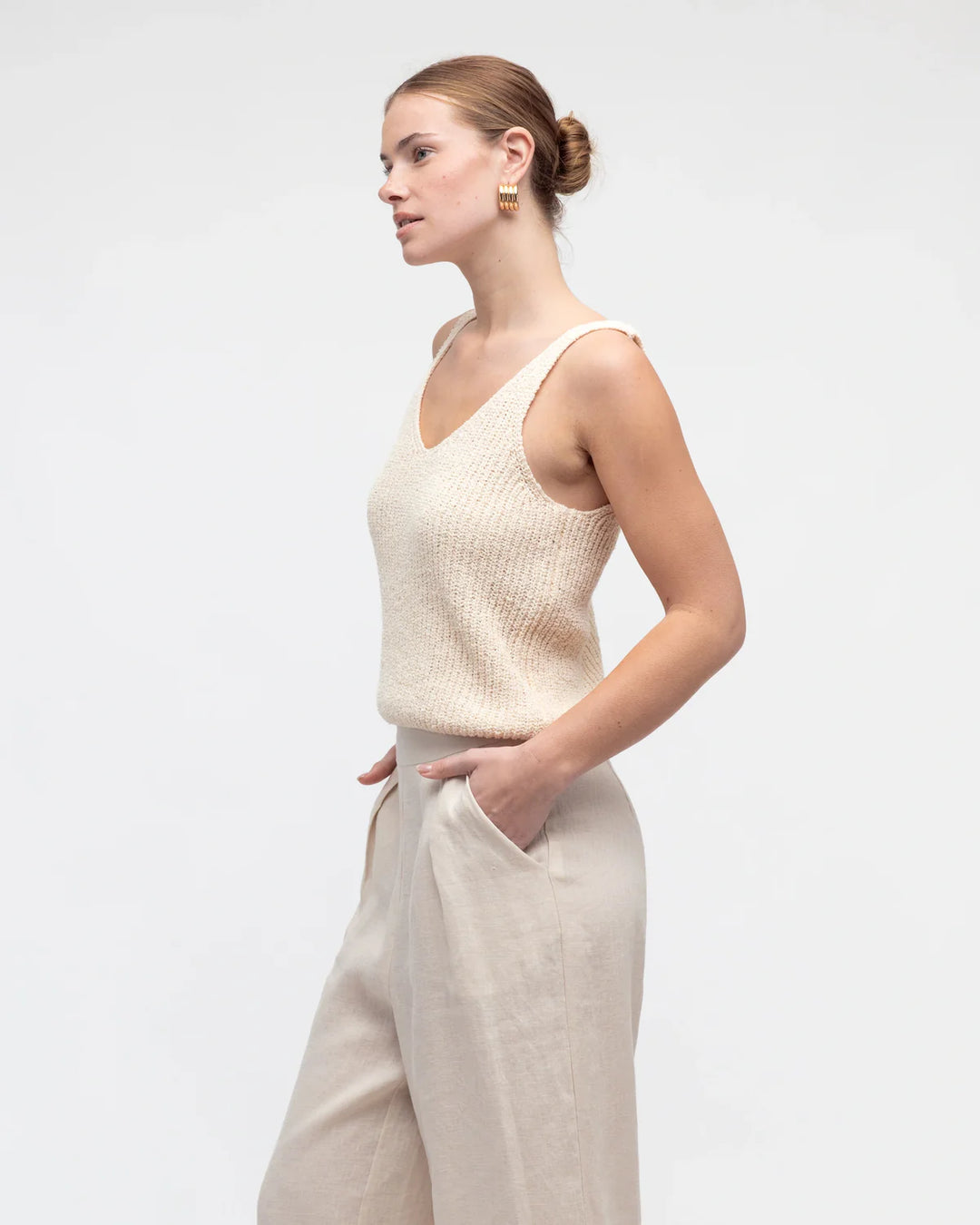 Boucle Knit Tank - Cream